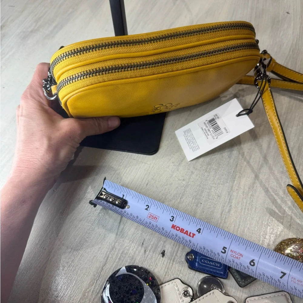 Collectors Coach Mickey Yellow Leather Crossbody Bag